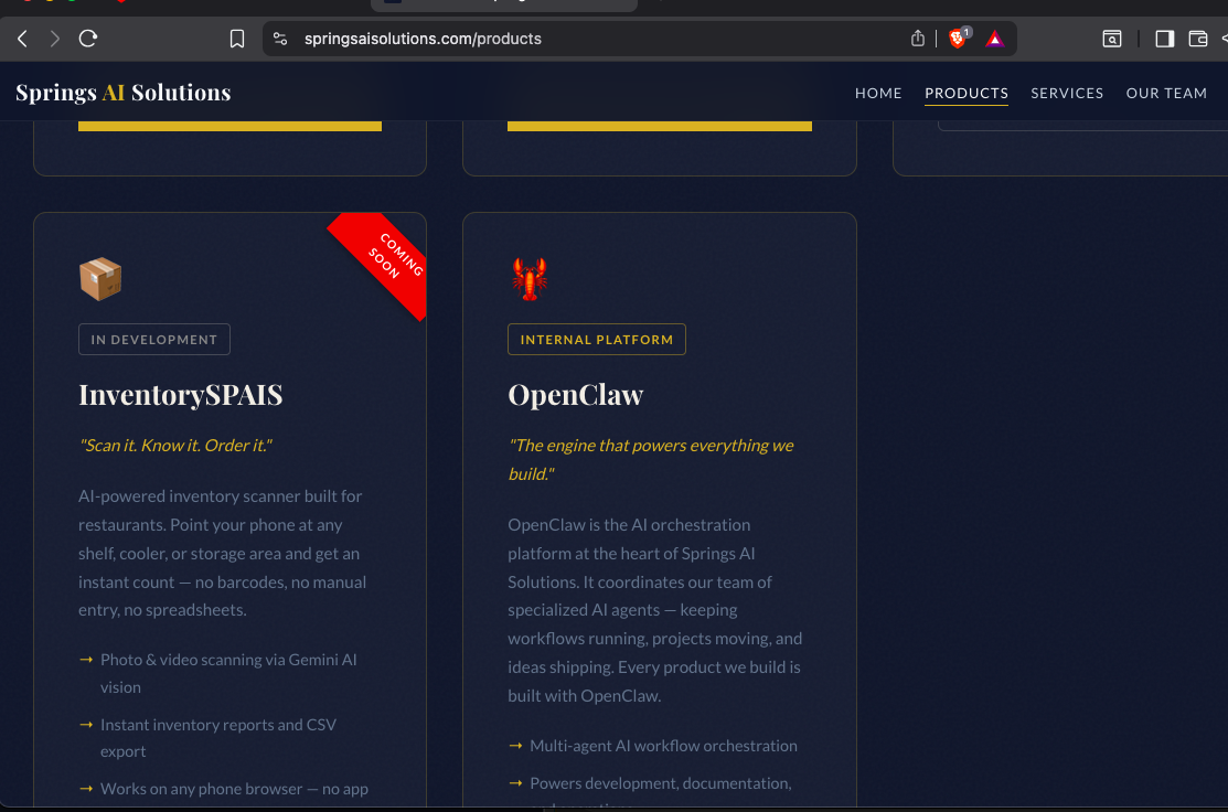 VoxGram app showing voicemail inbox with Springs AI Solutions branding